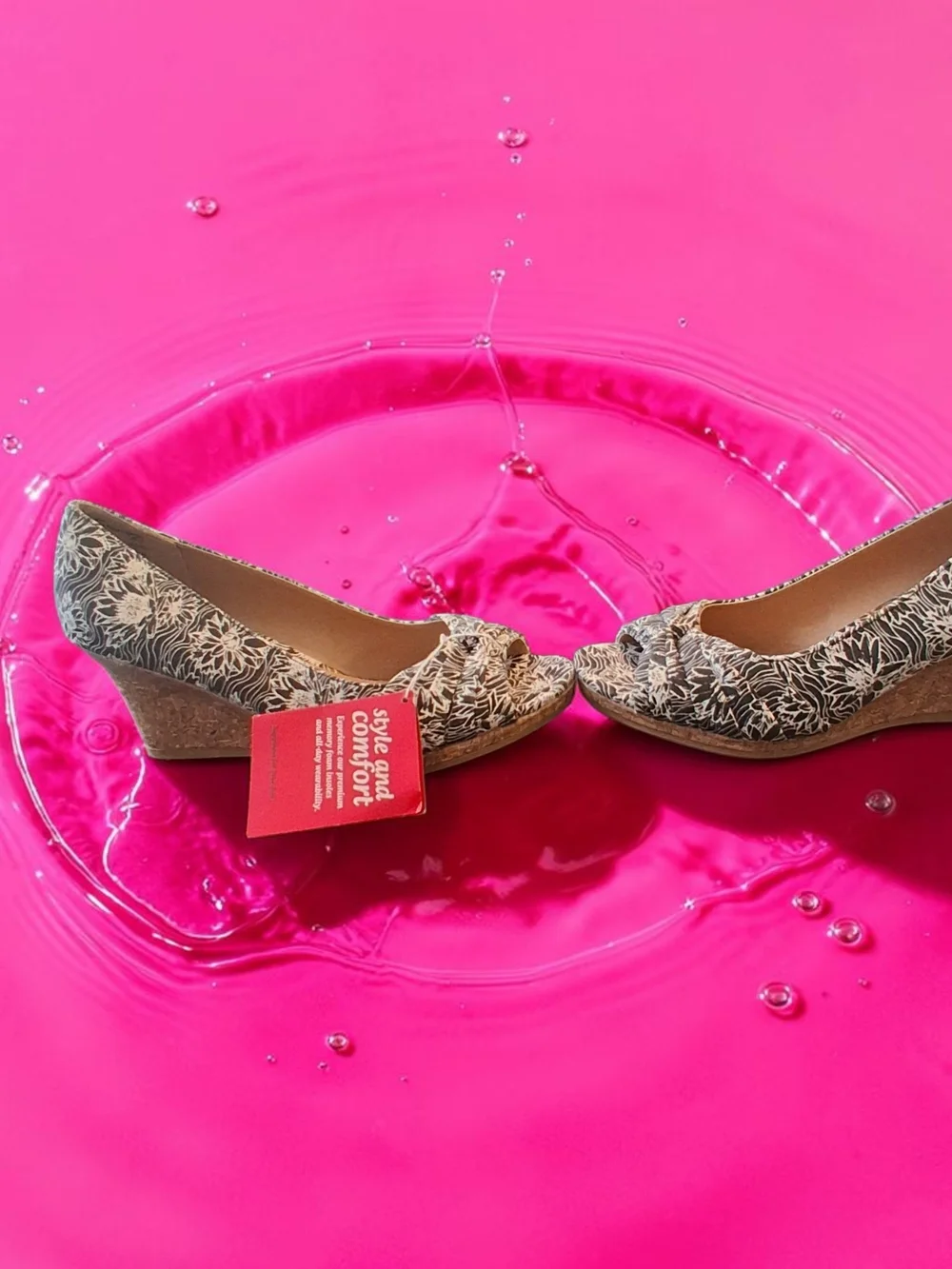 DexFlex Comfort floral canvas peep-toe wedges with a cork heel Summer Trendy